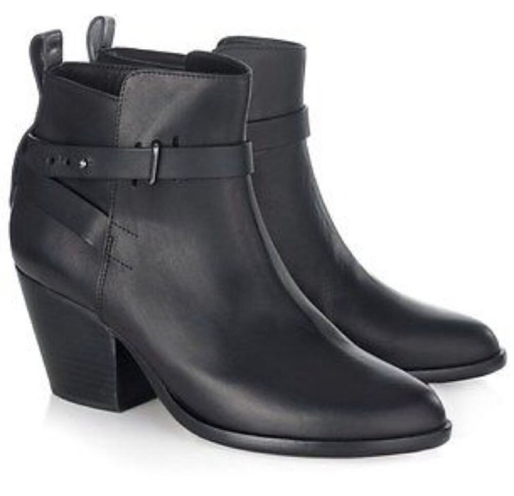 rag & bone Black Leather Strappy ankle Boots Dalton Booties 39.5